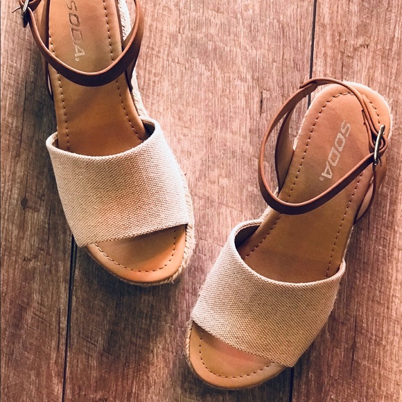 Topic Beige Canvas Tan Espadrille Platform Sandals - Picture 3 of 8